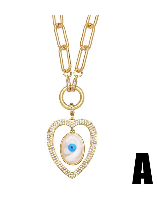 Fashion A Brass Diamond Heart Eye Necklace