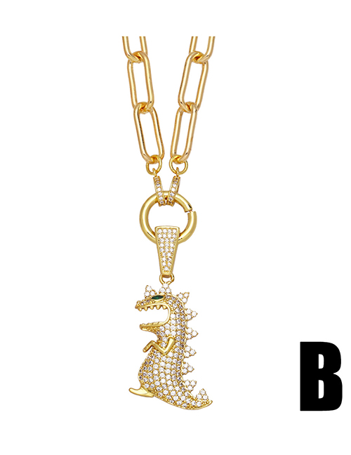 Fashion B Brass Diamond Dinosaur Necklace
