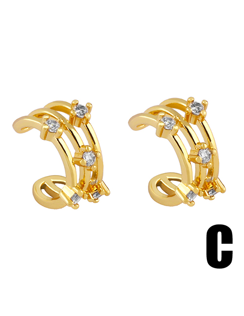 Fashion C Copper Diamond Multi-layer C-shaped Ear Clip