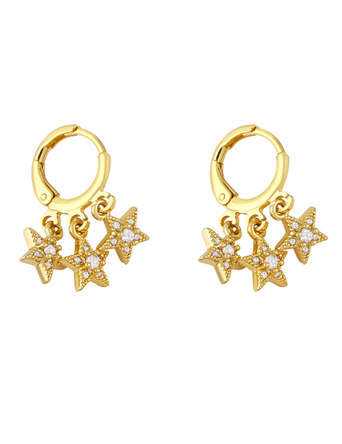 Fashion Pentagram Pure Copper Pentagram Tassel Earrings