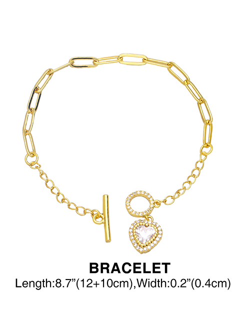 Fashion Bracelet Brass Inlaid Heart Zirconium Ot Buckle Bracelet