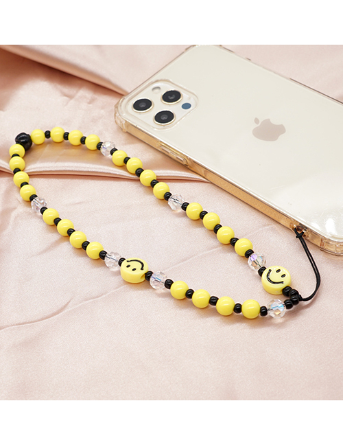 Fashion Yellow Geometric Crystal Beaded Beaded Ceramic Smiley Phone Bracelet
