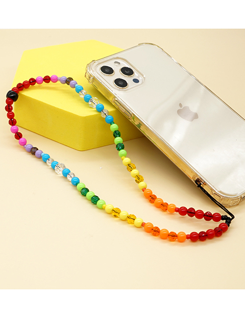 Fashion Color Rainbow Gradient Beaded Phone Chain