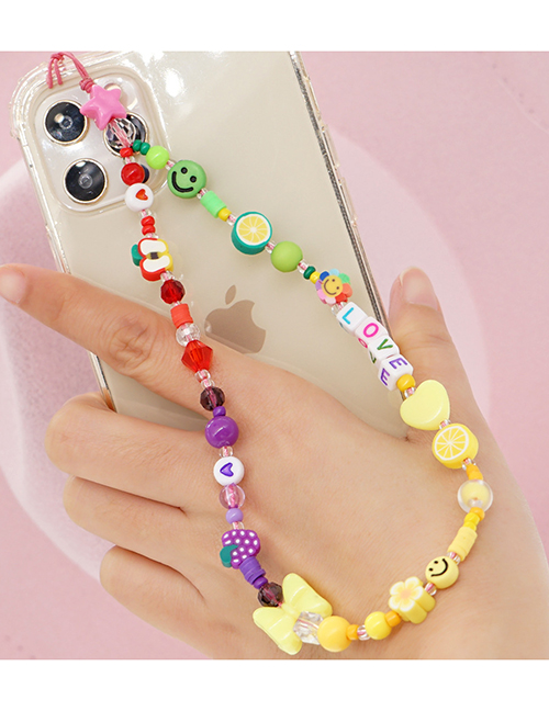 Fashion Qt-k210287a Square Alphabet Beads Faceted Crystal Beaded Bow Soft Ceramic Phone Bracelet