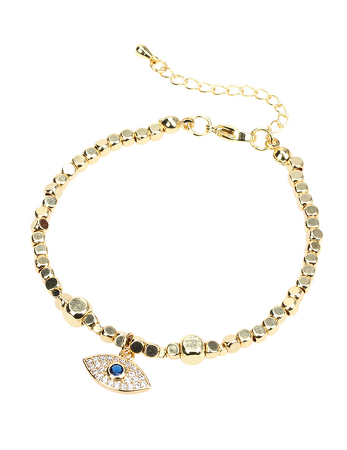 Fashion F Copper Diamond Eye Faced Gold Bead Bracelet