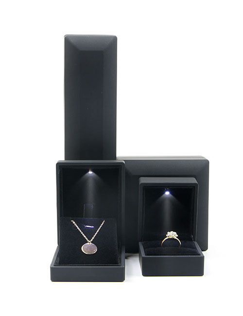 Fashion Black Led Light Box Large Set Box Plastic Geometric Led Jewelry Box (with Electronics)