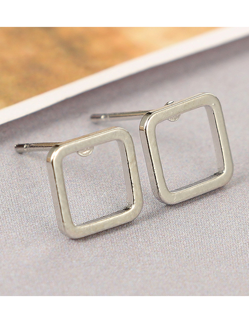 Fashion Square Silver Alloy Square Stud Earrings
