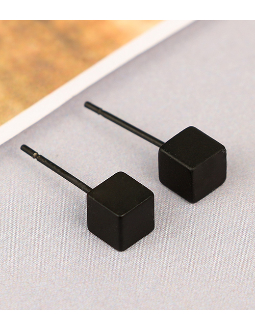 Fashion Square (solid) Black Alloy Square Stud Earrings