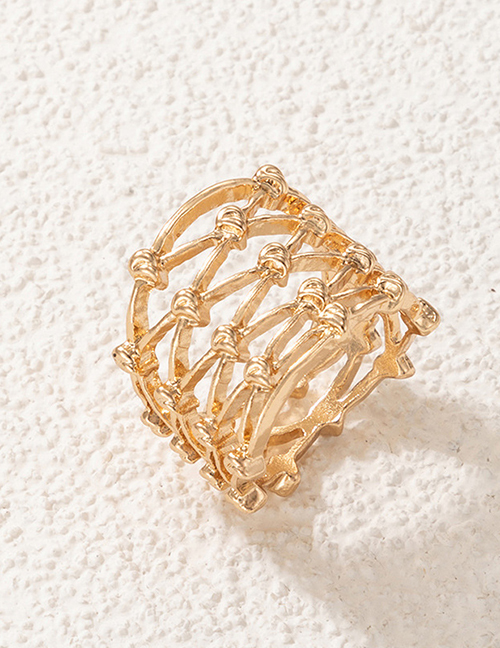 Fashion Gold Alloy Geometric Braided Cutout Ring