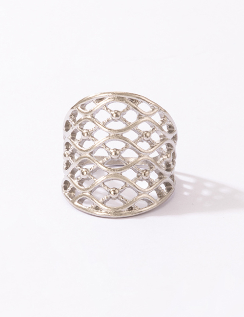 Fashion Silver Alloy Geometric Braided Cutout Ring