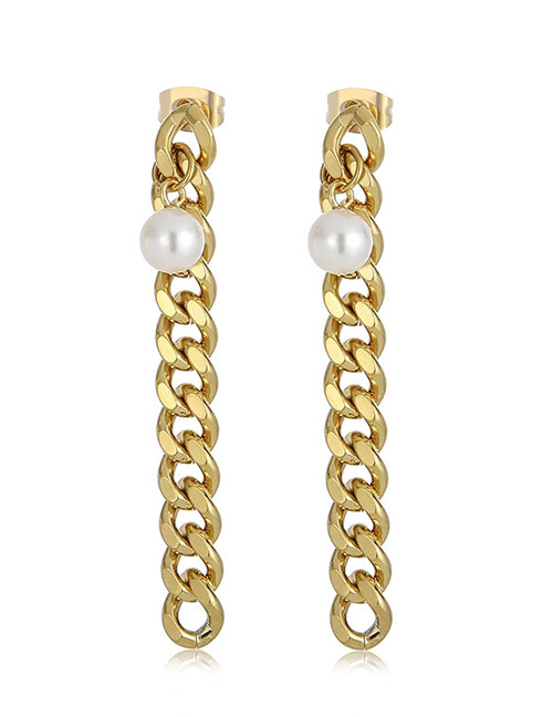 Fashion 18# Titanium Geometric Diamond Chain Drop Earrings