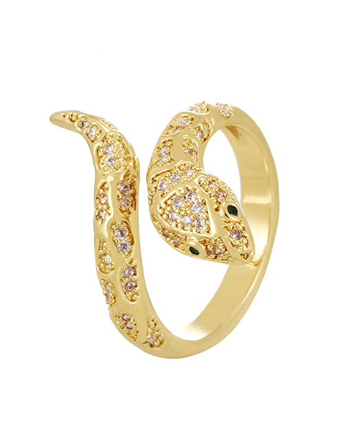 Fashion Gold-3 Bronze Zirconium Serpentine Ring