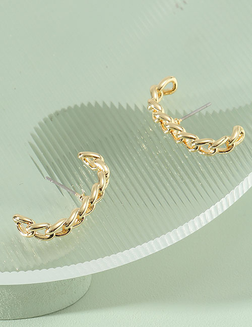 Fashion Gold Alloy Chain C Shape Stud Earrings