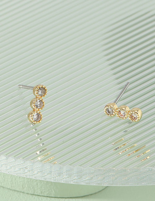 Fashion Gold Metal Diamond Geometric Stud Earrings