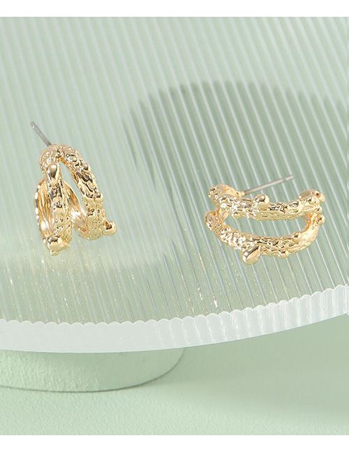Fashion Gold Metal Convex Irregular Texture Stud Earrings