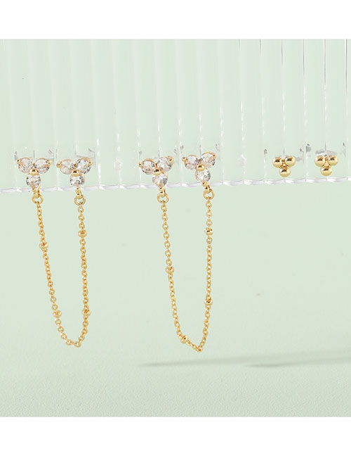 Fashion Gold Alloy Diamond Geometric Earrings Set