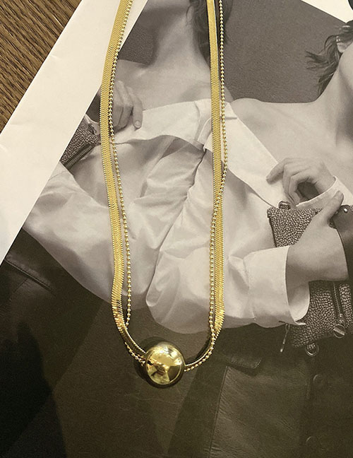 Fashion Gold Titanium Steel Ball Snake Bone Chain Necklace