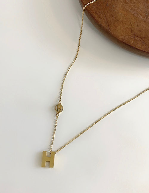 Fashion Gold Titanium Letter H Necklace