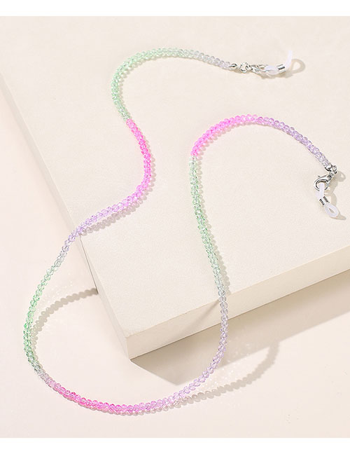Fashion Purple Pink Green Color Rainbow Crystal Beaded Glasses Chain
