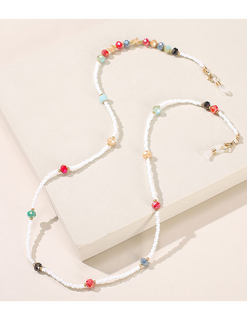 Fashion Porcelain White Crystal Rice Beads Beaded Glasses Chain