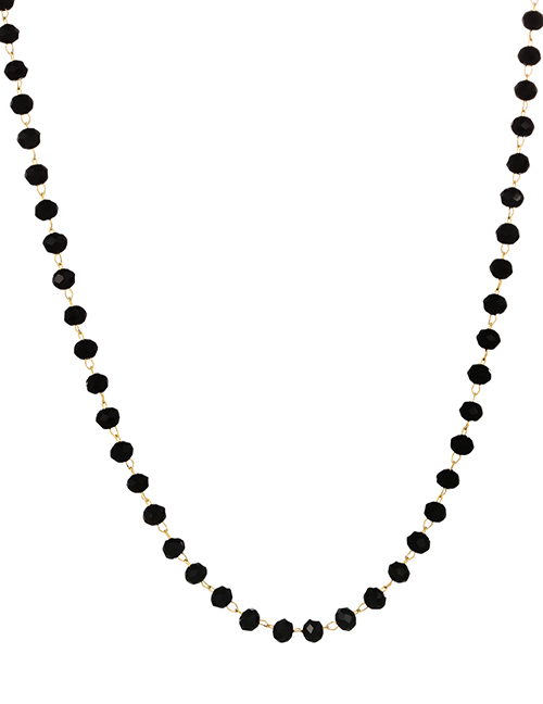 Fashion Black Crystal Beaded Stainless Steel Necklace