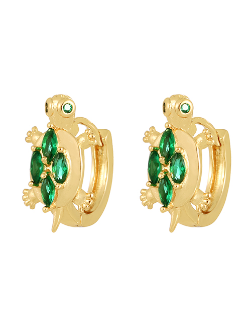 Fashion Green Copper Inlaid Zirconium Turtle Earrings