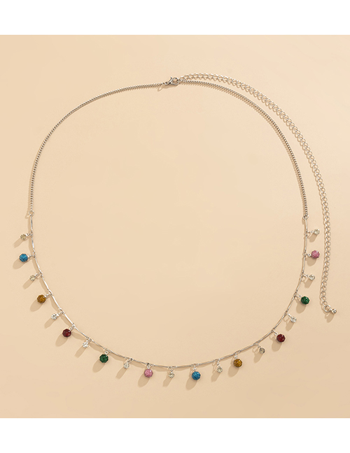Fashion 2# Alloy Colored Crystal Drop Ball Fringe Waist Chain