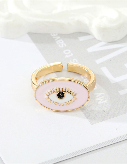 Fashion Pink Alloy Drop Oil Eye Open Ring
