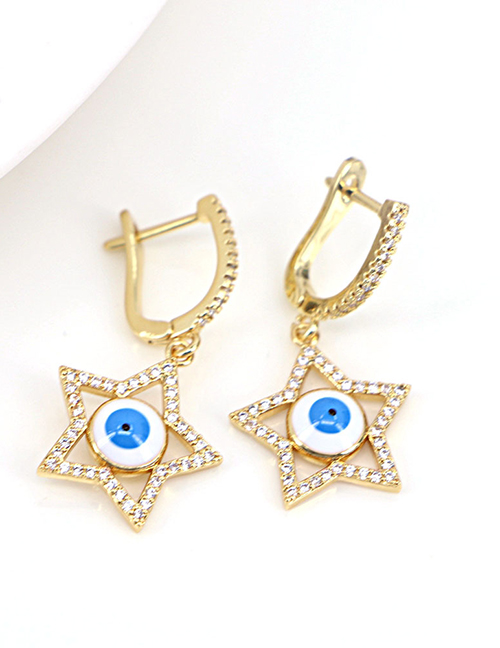 Fashion 3# Brass Diamond Star Eye Earrings