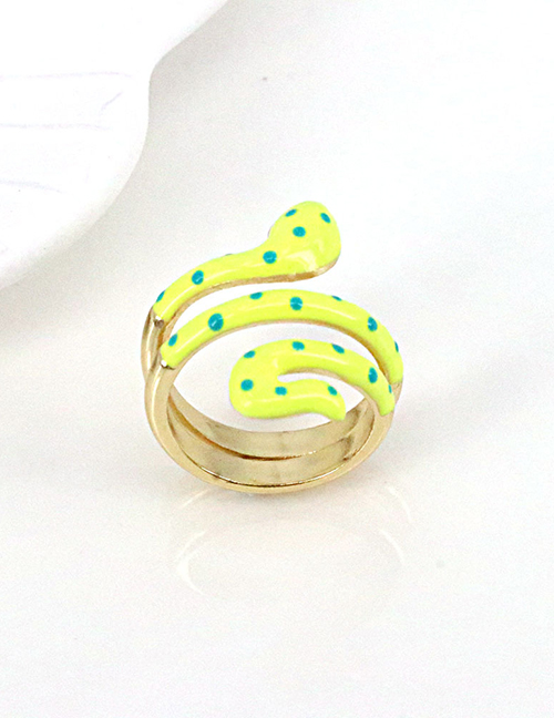 Fashion Yellow Copper Drip Oil Snake Open Ring