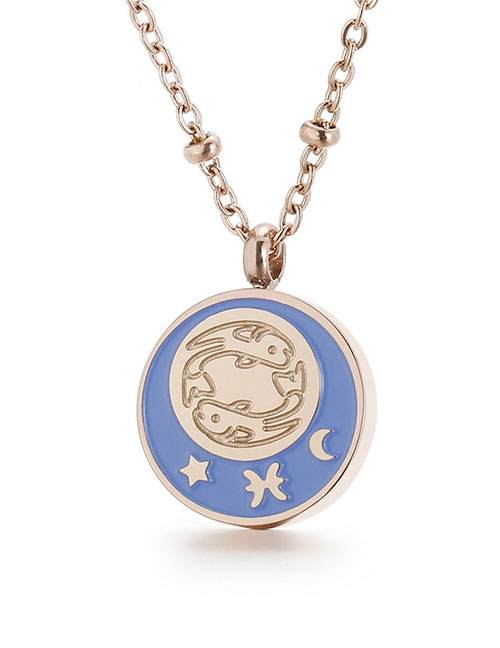Fashion Pisces Stainless Steel Coin 12 Constellation Necklace