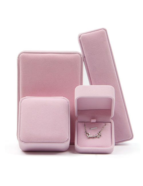 Fashion Pink Flannel Large Pendant Box Flannel Geometric Jewelry Box