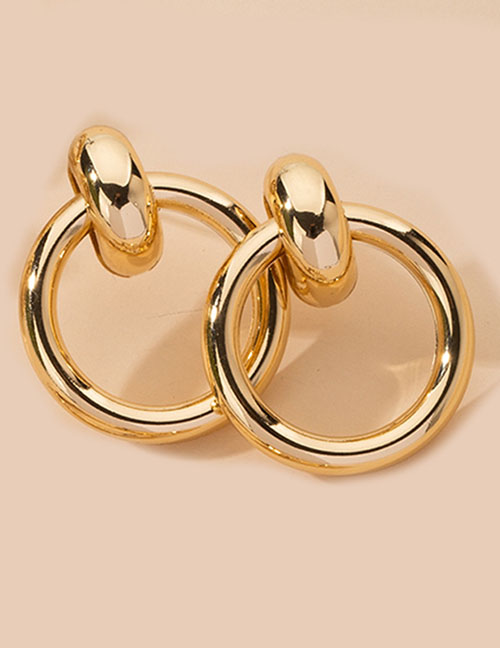 Fashion Small Gold Coloren Ring Alloy Geometric Glossy Earrings