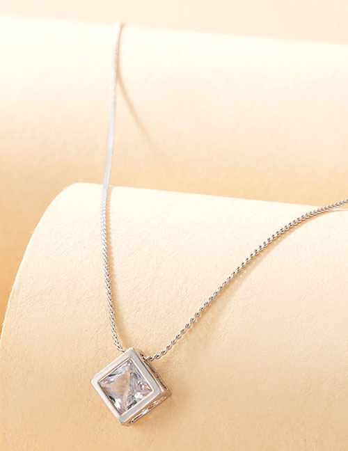 Fashion 2# Alloy Diamond Square Necklace