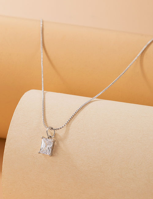 Fashion 4# Alloy Diamond Baguette Necklace