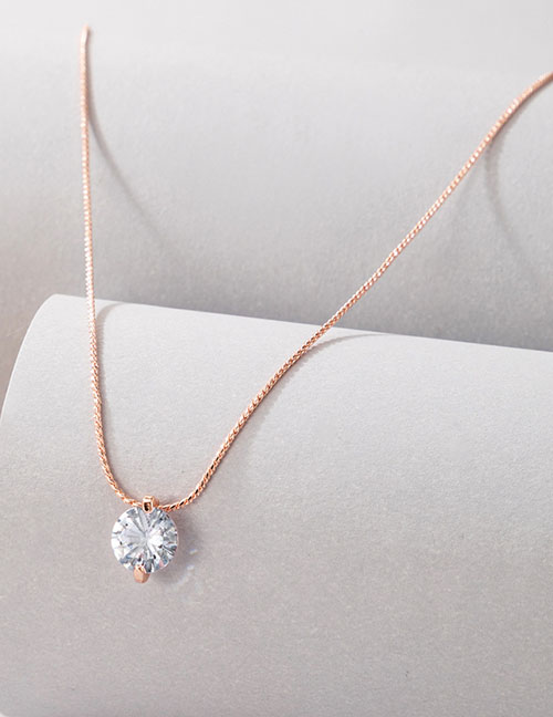 Fashion 7# Alloy Diamond Round Necklace