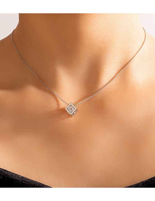 Fashion 13# Alloy Diamond Geometric Necklace