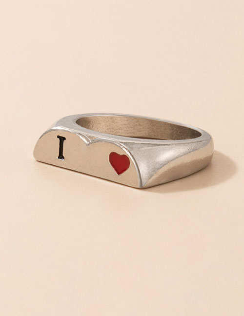 Fashion Silver Color Alloy Drip Oil Love Ring