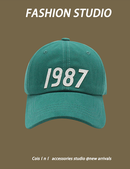 Fashion Dark Green Cotton Embroidered Baseball Cap