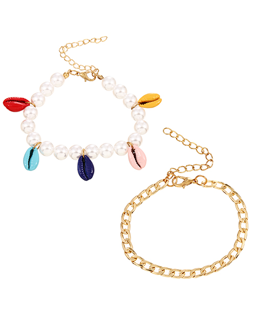 Fashion Color Alloy Pearl Shell Bracelet