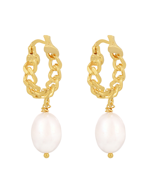 Fashion Gold Copper Twist Pearl Earrings