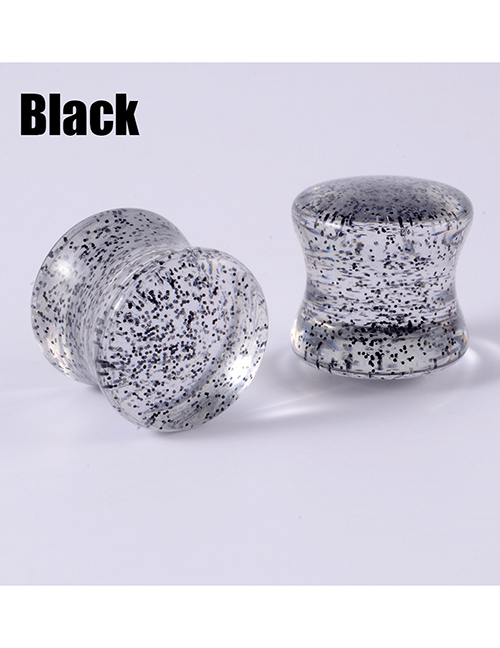 Fashion Black-12mm Acrylic Symphony Sequins Solid Piercing Ears