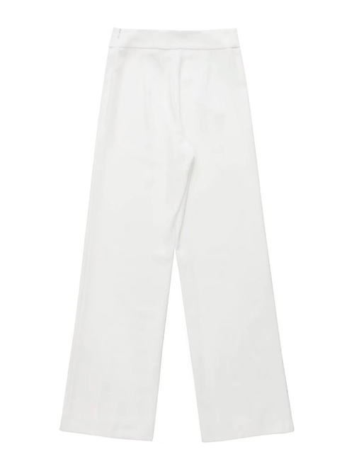Fashion White Solid Drape Trousers