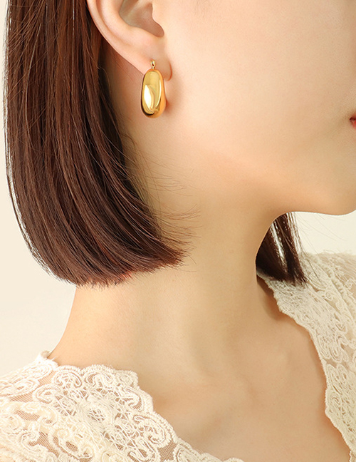 Fashion Gold Color Titanium Steel Geometric U-shaped Stud Earrings