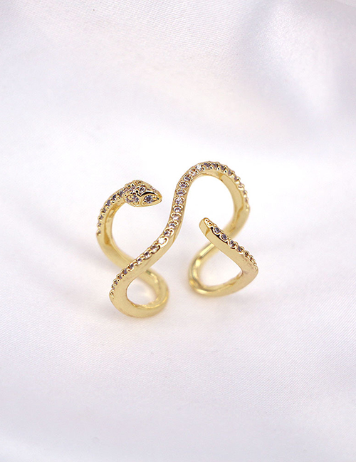 Fashion Gold Color Copper Diamond Geometric Snake Ring