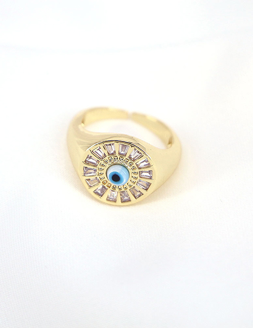 Fashion 4# Bronze Zirconium Geometric Eye Open Ring