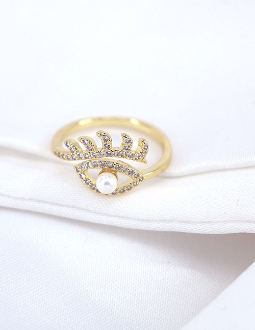 Fashion Gold Color Brass Diamond Eye Open Ring
