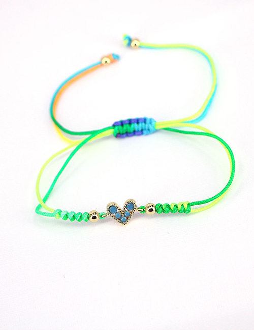 Fashion Green Brass Braided Zirconium Heart Bracelet