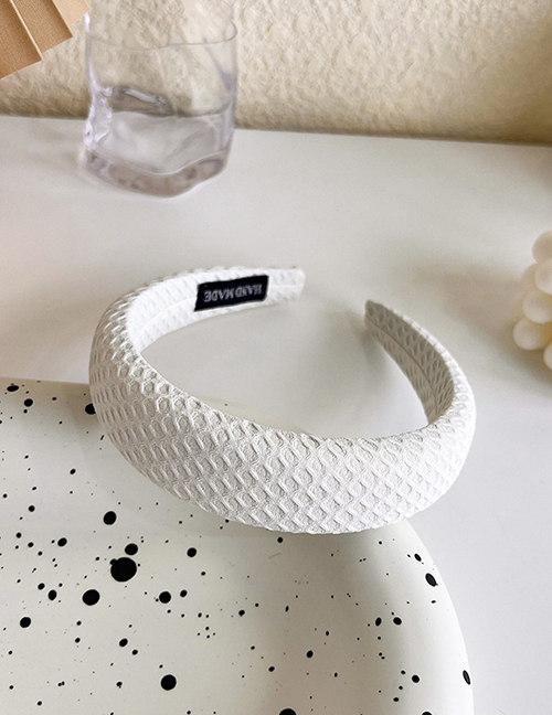Fashion White Fabric Waffle Wide-brimmed Headband