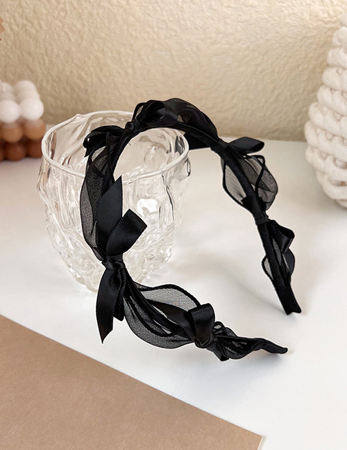 Fashion Black Lace Mesh Bow Headband